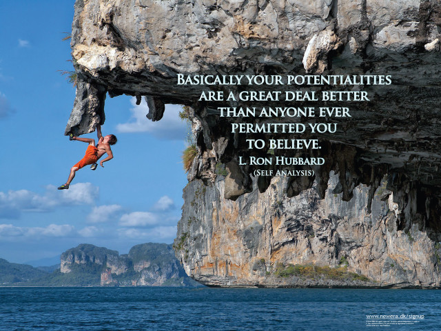 Man climbing cliff potential quote free wallpaper - medium preview image