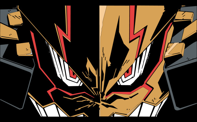 Robot face closeup black background free wallpaper - medium preview image