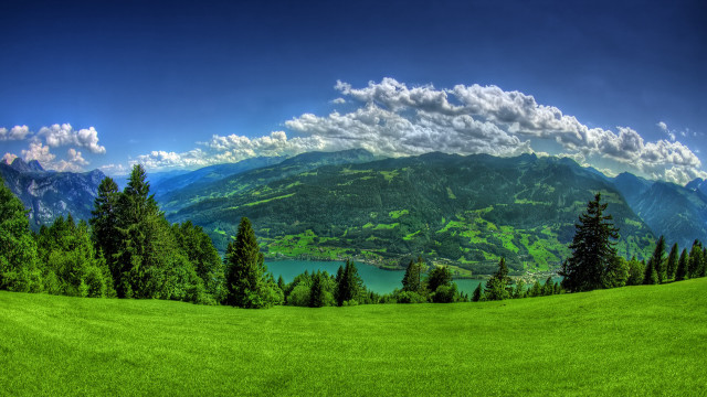 Scenic green valley mountains lake #4 free wallpaper - medium preview image