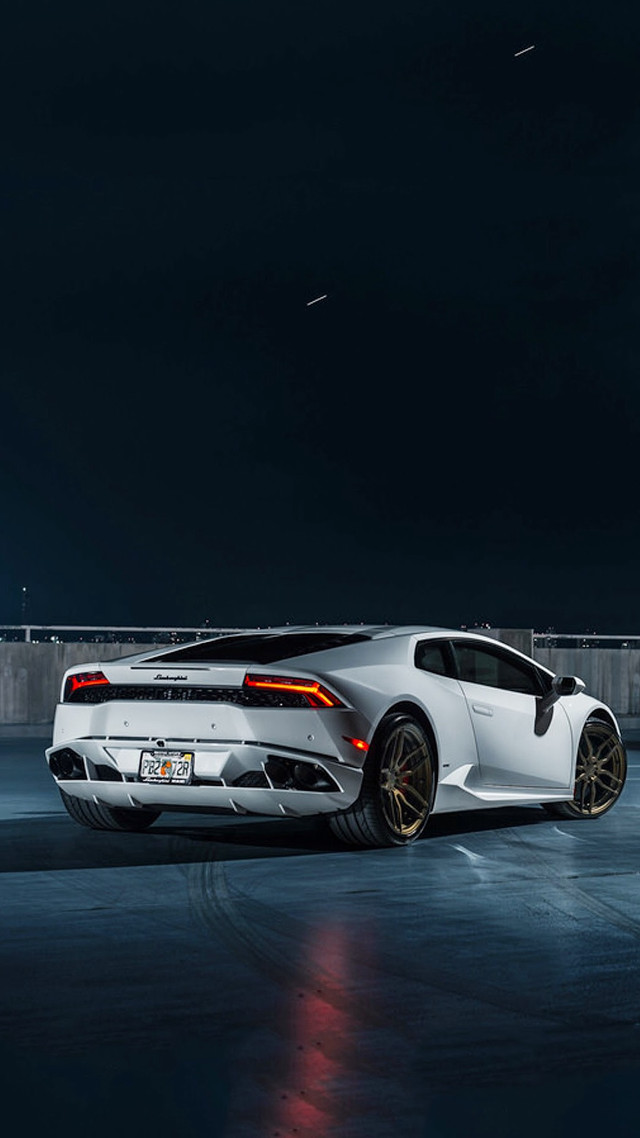 White sports car full moon free wallpaper - medium preview image