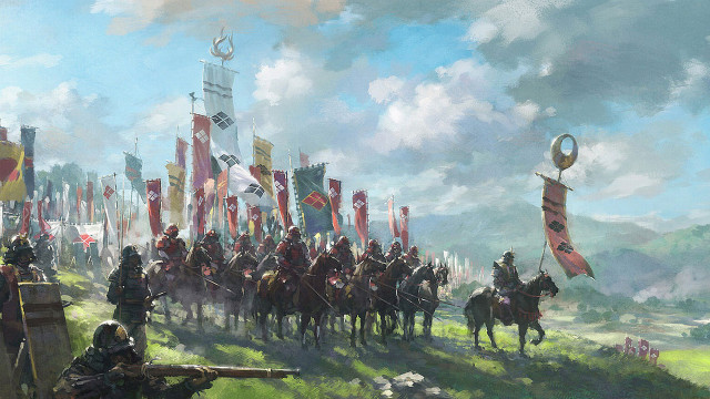 People horses field flags sky free wallpaper - medium preview image
