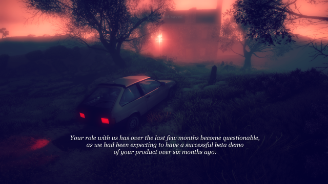 Car parked field foggy sky free wallpaper - medium preview image
