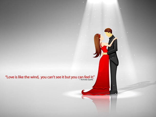 Couple red dress spotlight quote free wallpaper - medium preview image