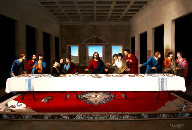 Group people table cloth red free wallpaper - medium preview image