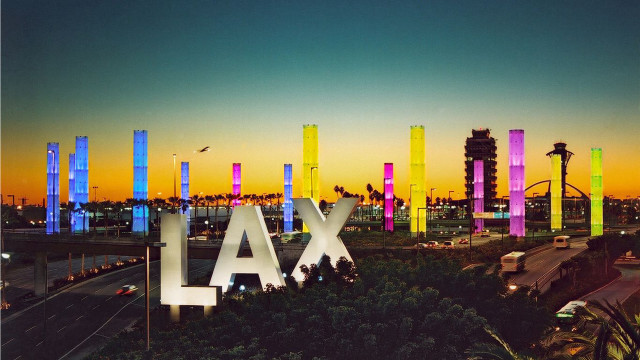 Lax city skyline sunset colorful #2 free wallpaper - medium preview image