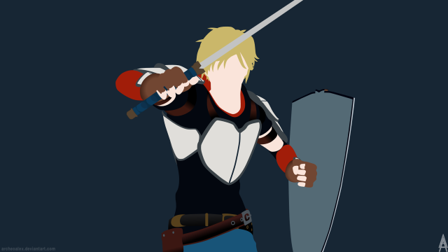 Cartoon character sword shield holding free wallpaper - medium preview image