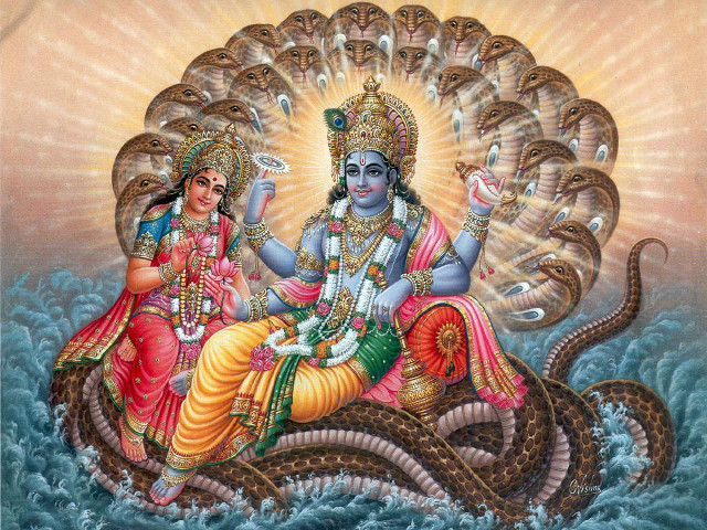 Hindu god demon snake ocean free wallpaper - medium preview image