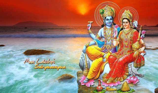 Deities sitting rock ocean sunset free wallpaper - medium preview image