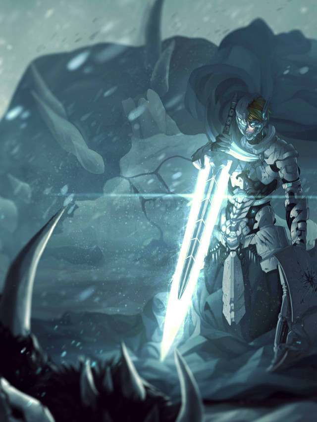 Man sword demon horns head free wallpaper - medium preview image