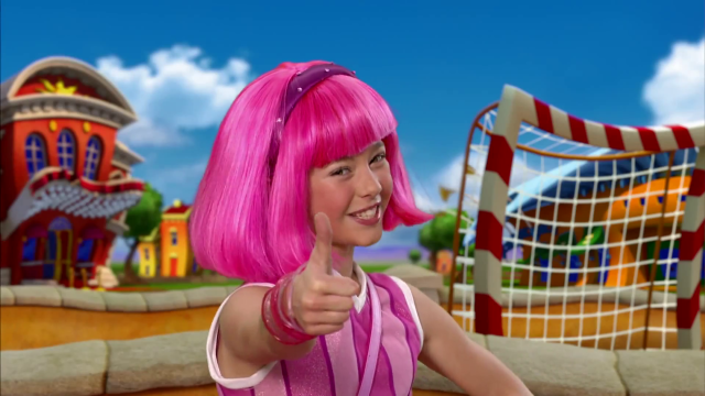 Cartoon girl pinkhair thumbs up free wallpaper - medium preview image