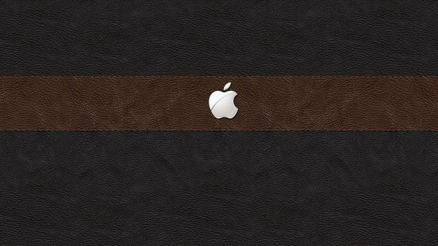 Apple logo black leather background free wallpaper - medium preview image
