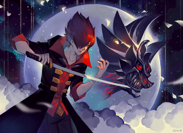 Anime characters fighting moon sword free wallpaper - medium preview image
