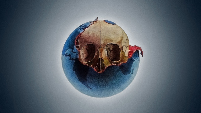 Skull blue white background red free wallpaper - medium preview image