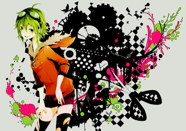 Green hair woman red shirt free wallpaper - medium preview image