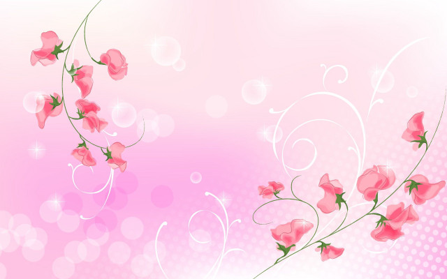 Pink background flowers bubbles white free wallpaper - medium preview image