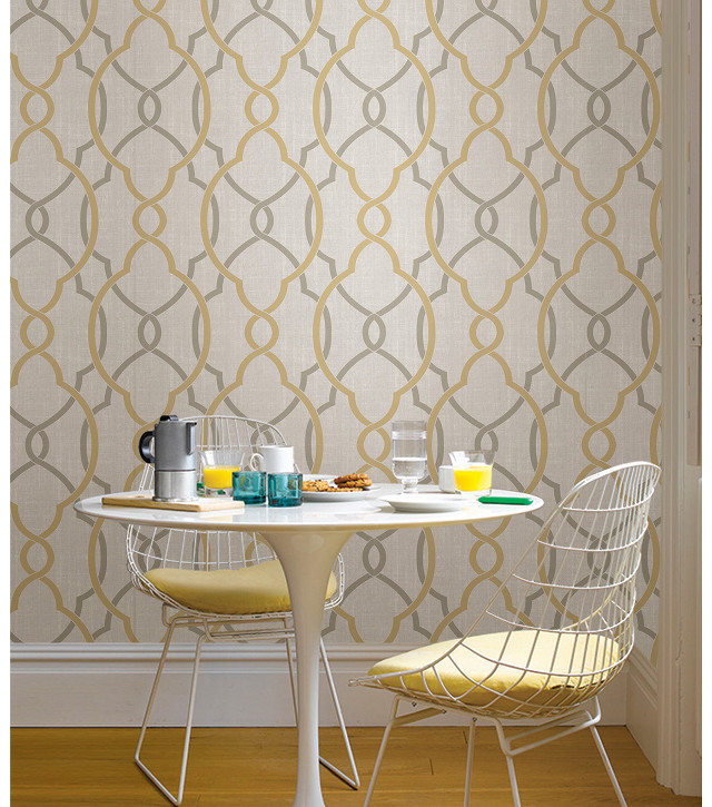 Table chairs wallpaper pattern yellow free wallpaper - medium preview image
