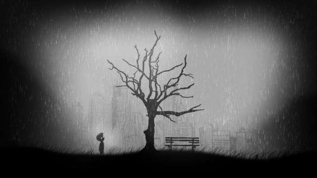 Person standing tree rain bench free wallpaper - medium preview image