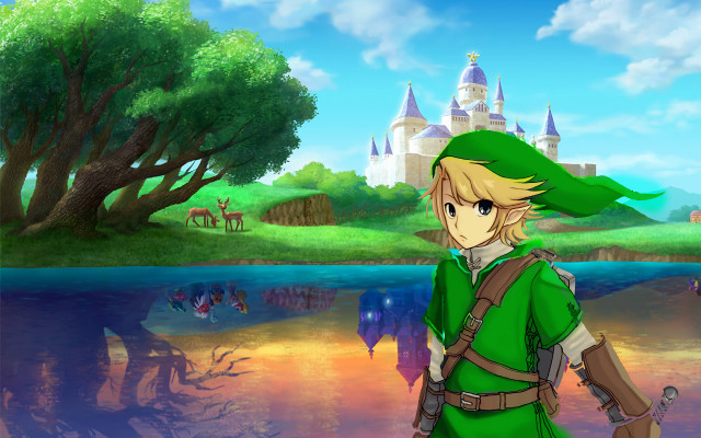 Young link lake castle forest free wallpaper - medium preview image