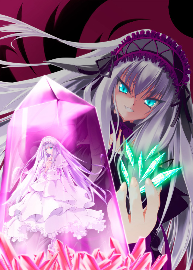 Woman white dress green light free wallpaper - medium preview image