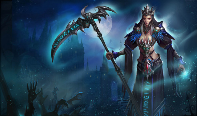 Woman sword demon head holding free wallpaper - medium preview image