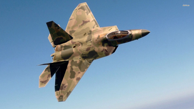 Camouflaged fighter jet blue sky #4 free wallpaper - medium preview image