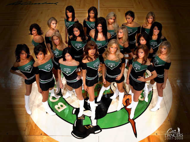 Cheerleaders basketball court group photo free wallpaper - medium preview image