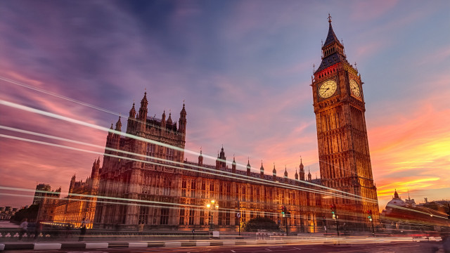 Clock tower sunset long exposure free wallpaper - medium preview image