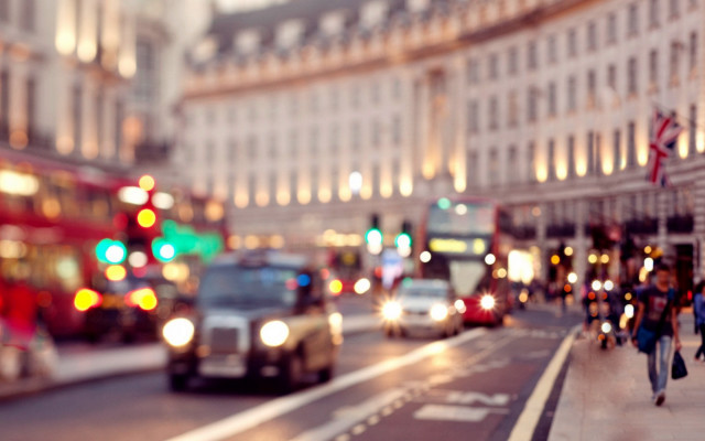 City street night traffic bokeh free wallpaper - medium preview image