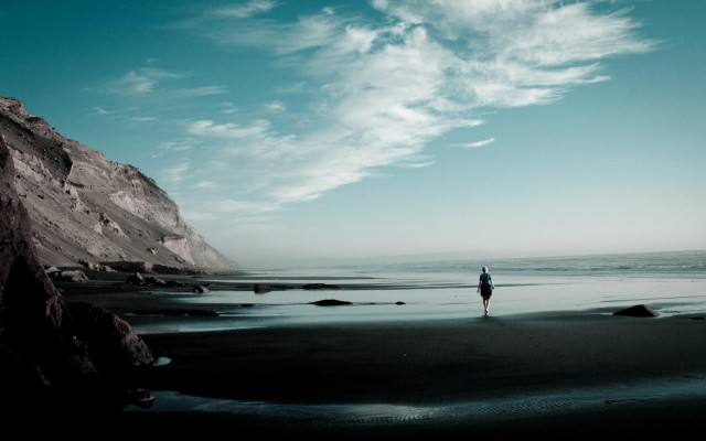 Beach cliff water sky clouds #2 free wallpaper - medium preview image