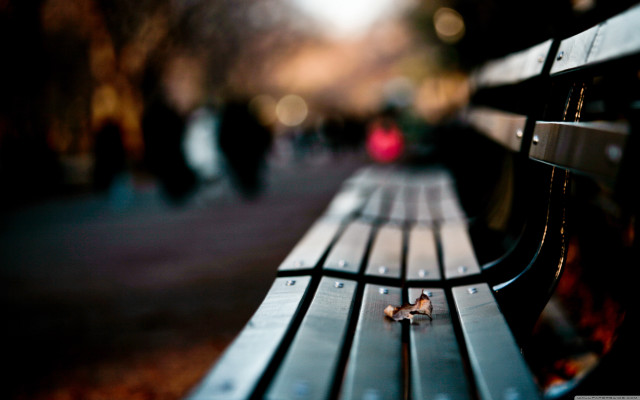 Bench sidewalk people walking blurry free wallpaper - medium preview image
