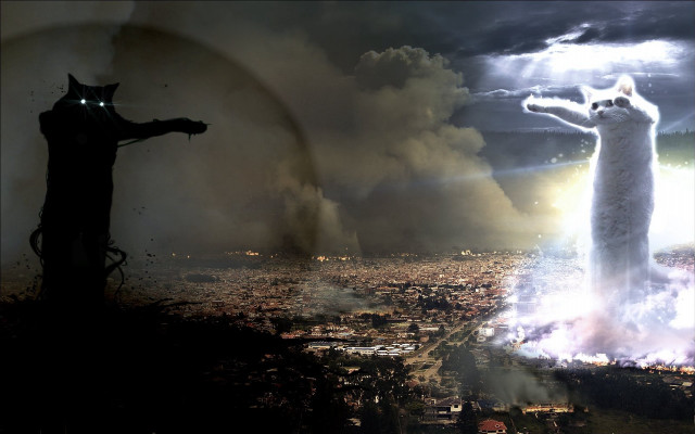 Cat hill city cloudy sky free wallpaper - medium preview image