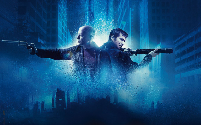 Two men guns city night free wallpaper for desktop - medium preview image