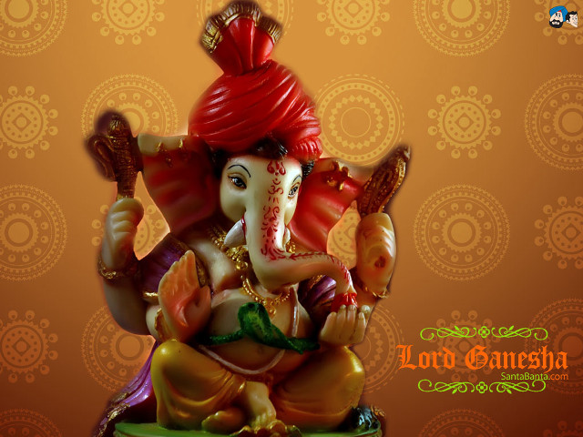 Ganesha red turban statue image free wallpaper - medium preview image