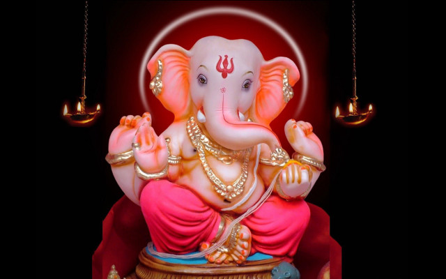 Ganesha statue red background black #2 free wallpaper - medium preview image