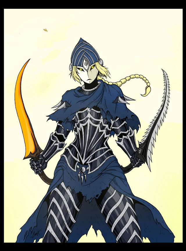 Person sword armor yellow background free wallpaper - medium preview image