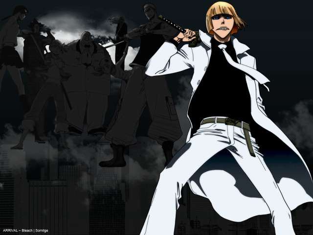 Man white coat gun cityscape free wallpaper - medium preview image