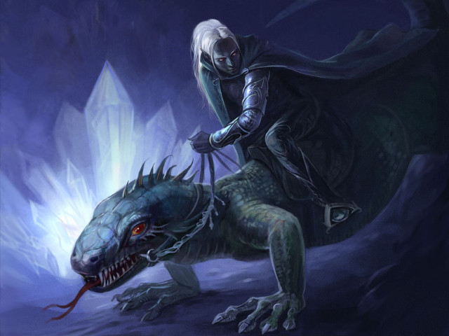 Man riding green dragon iceberg free wallpaper - medium preview image