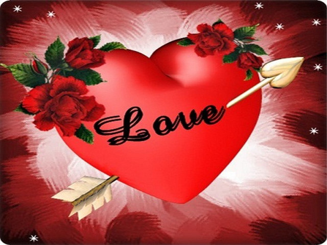 Red heart roses arrow love free wallpaper - medium preview image
