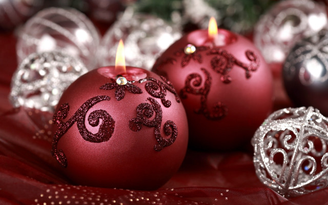 Candle closeup ornaments background red free wallpaper - medium preview image