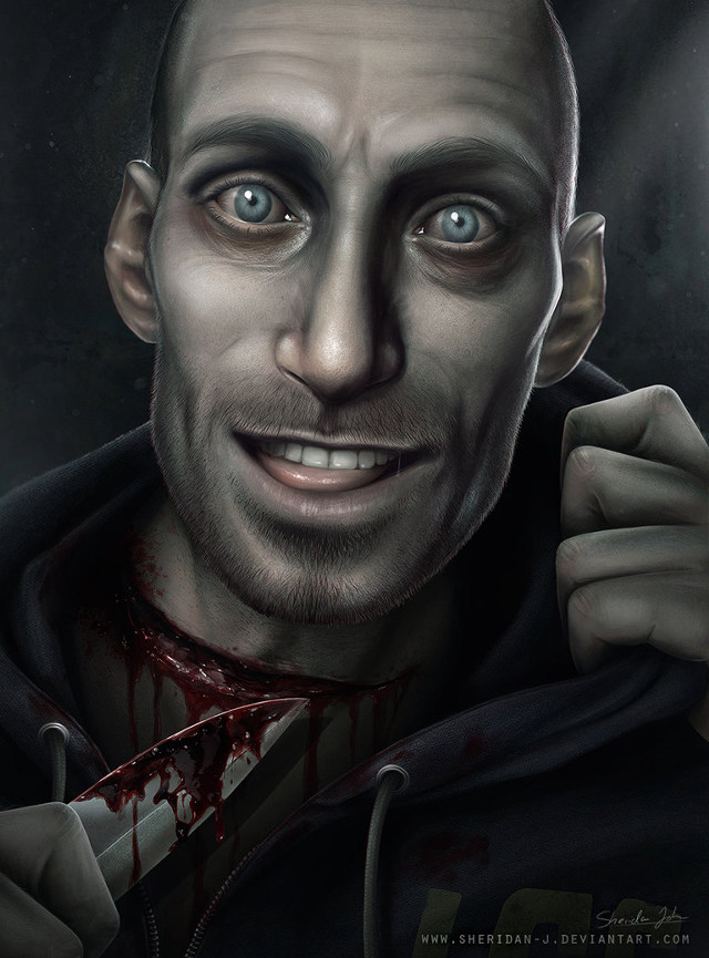 Man knife blood face chest free wallpaper - medium preview image
