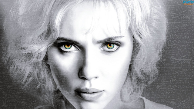 Blonde green eyes black white free wallpaper - medium preview image