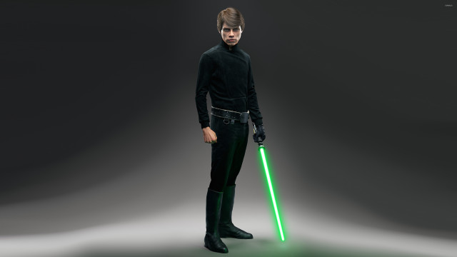 Man black outfit green lightsaber free wallpaper - medium preview image