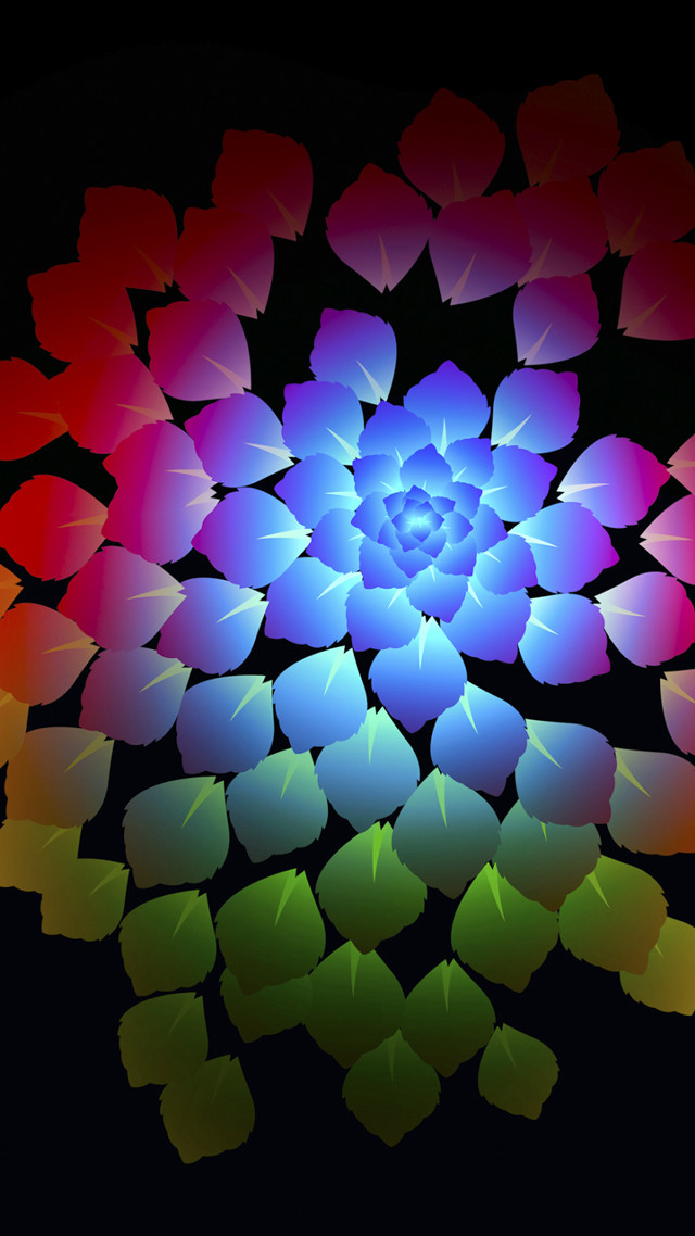 Colorful flower rainbow center black free wallpaper - medium preview image