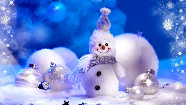 Snowman hat scarf snow ornaments free wallpaper - medium preview image