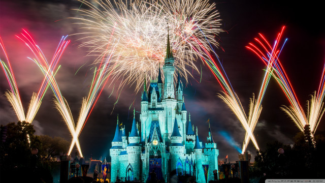 Castle fireworks sky background people #2 free wallpaper - medium preview image