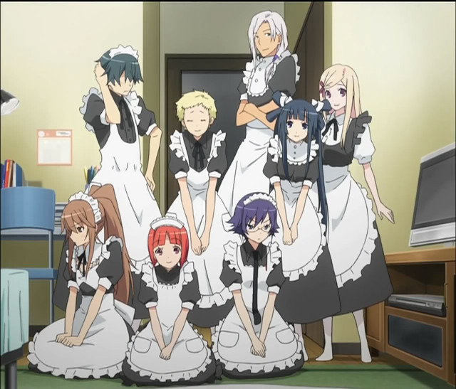 Maid outfits group photo room free wallpaper - medium preview image
