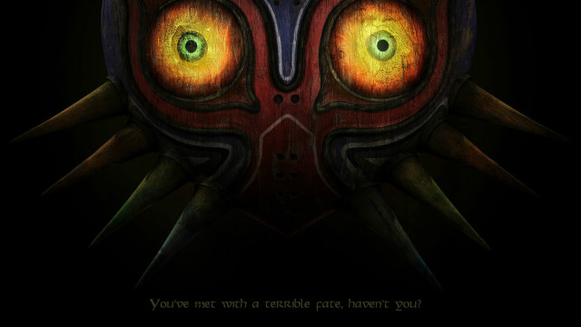 Mask yellow eyes horns digital free wallpaper - medium preview image