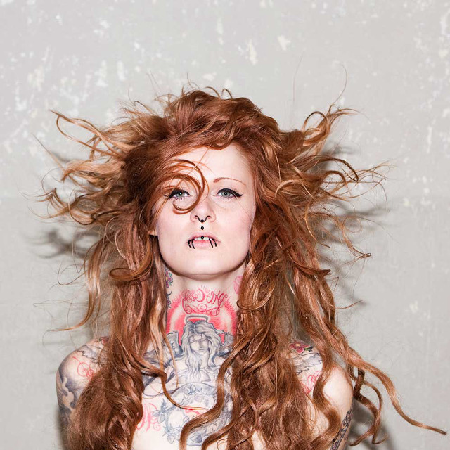 Woman tattoos piercings body head free wallpaper - medium preview image