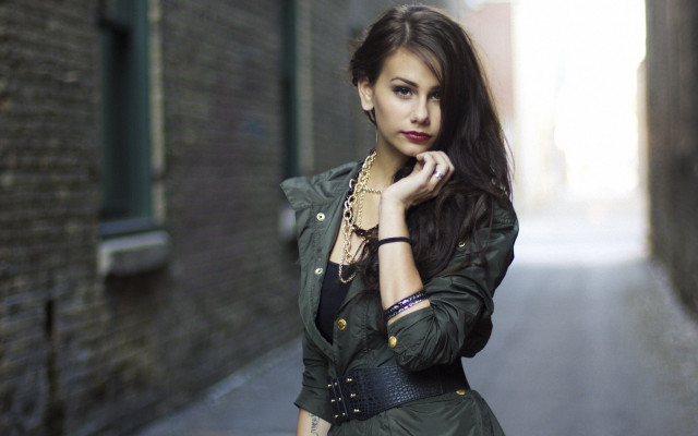 Woman alley serious hand chin free wallpaper - medium preview image