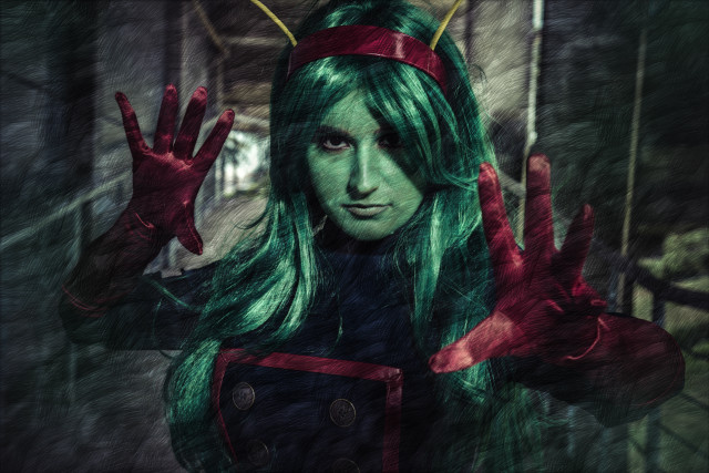 Woman green hair red headband free wallpaper - medium preview image